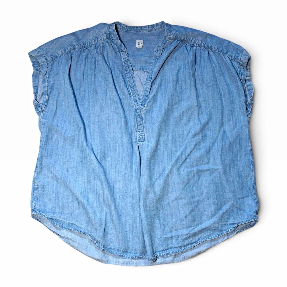 Gap Denim Chambray Blouse Women’s Large Relaxed Lagenlook Top
